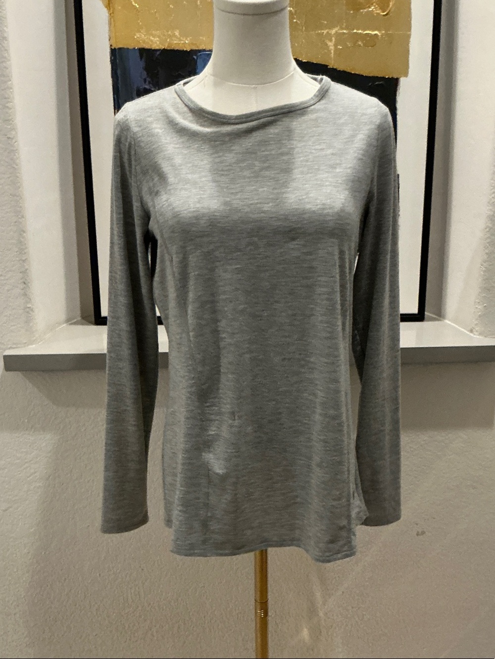 90 Degree By Reflex Light Gray Long-Sleeve Crew Tee
